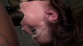 Lusty big breasted nympho in straight jacket is treasted in weird BDSM way