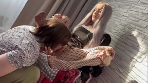 First anal of a virgin &mdash;  rough fuck in the ass and cum on the face of a lustful maid