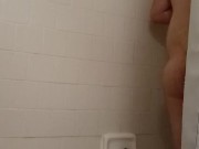 Shower jerk off after giving myself a haircut for the first time!!!