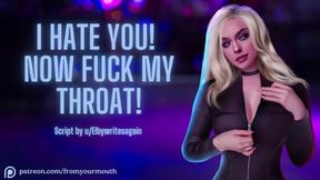 Slutty babe gets throat fucked in public