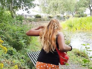 Thick Booty EBONY in MICRO SHORTS in a Public PARK