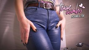 Girl Teases Wet Camel Toe In Blue Jeans