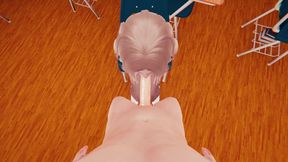 Hot College Blonde Stacy for 3D Hentai - No Hands Sloppy Blowjob, Pantyhose Footjob Fetish for Big Dick, and Glory Hole Cumshot