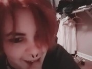 Cute Alt FTM in fishnets sucks and rides toys