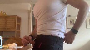 Black Jeans Jerk-off and Cum. Second Cum of the Day. Verbal