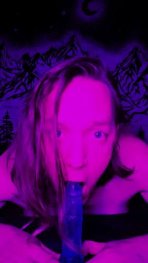 Wyrd Kaleigh sucks on her new toy