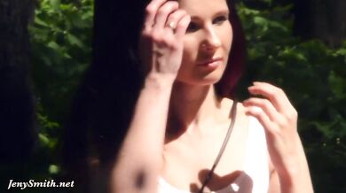 A Not Planned Date. Jeny Smith walking with stranger with mini skirt and no panties