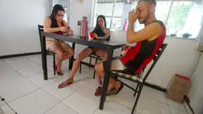 My wife's friend uses me under the table at home