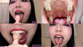 Mero Garan - Showing inside cute girl's mouth, chewing gummy candys, licking and sucking human doll, and chewing dried sardines mout-169 - 1080p