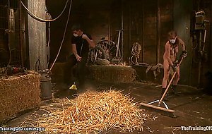 Chained legs blond gets water bondage