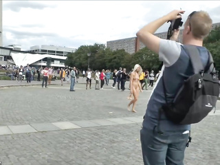 ”Blonde Czech teen showing her sexy body naked in public”