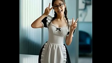 Asian teen maid gets 3D fucked by a massive AI-generated cock