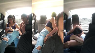 Girls screaming with excitement having orgasms in the Uber