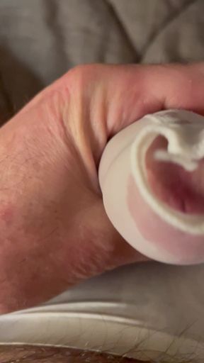 Close up leaking stiff prick in sheath panties