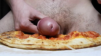 Big sausage pizza with DOUBLE cum load