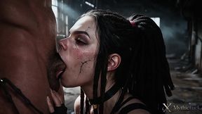 a slutty spider-woman, with black dreadlocks and tattoos, caught me in her web using her hungry nasty mouth...she sucked the soul out of my giant dick...[ai]
