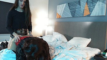 Femboy Fucks Sexy Brunette Crossdresser Doggystyle