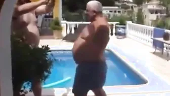 Latin Bear Daddy Strips and Dances Outdoors