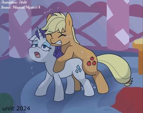 Applejack and Rarity NSFW MLP Porn Gif Animation Dub [Unlit] (MagicalMysticVA Voice)