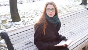 Slutty girlfriend in glasses Alita Angel cheats with a lusty boss