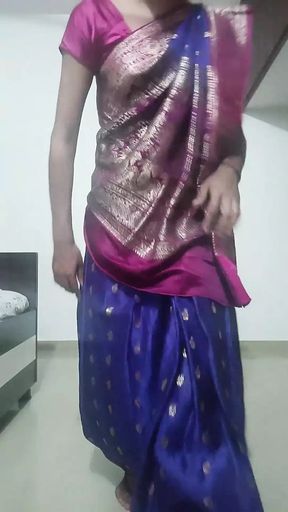 Wear satin saree