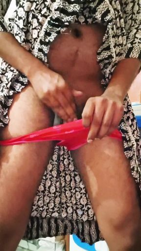 Sissy Gauri Cums in Red Panty