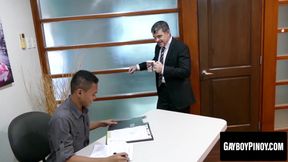 Horny daddy arrives at the office needing release badly