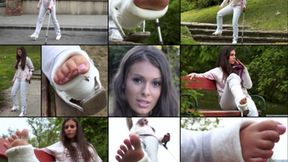 Lia Term SLWC with Heel Bar Cane Gimp in the Park While Airing Out Her Cute Toes (in HD 1920X1080)