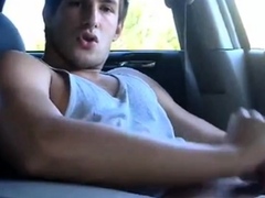 Str8 hot young jock jerks in his car
