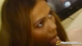 Eva Roberts sucks Ed Powers' hairy cock