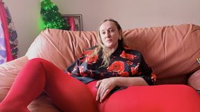 touch my pussy through red pantyhose