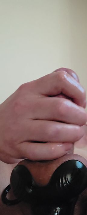 Throbbing cumshot from my hard oiled cock