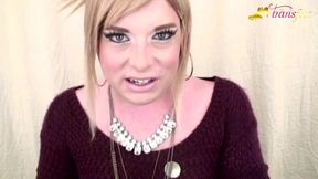 Blonde tranny Mallory and her beautiful pink nails