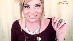 Blonde tranny Mallory and her beautiful pink nails