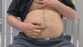 Bob caresses and fucks his bloated hairy belly b