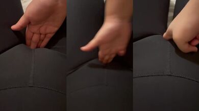 Enjoying her cameltoe in leggings