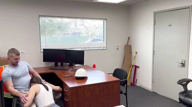 Sexy brunette passed the casting in the office for a new vacancy