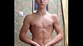 Flex skinny boy after study