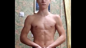 Flex skinny boy after study