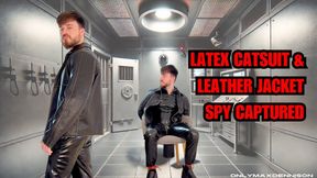 Latex catsuit & leather jacket spy captured