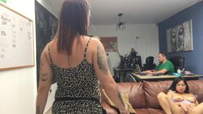 My friends get fucked in my office.