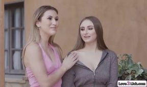 Big tits milfs ask their 2 new neighbors to try anal.The petite babe rims her wife and then fingers her ass as the busty girl licks a blondes pussy