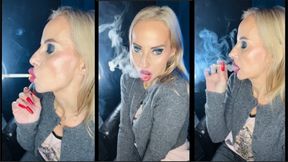 smoking marlboro 100 Talking exhales