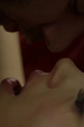 Brunette Babe Deepthroats Massive Cock on Red Couch