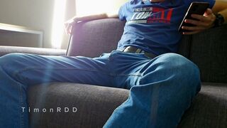 Watch TimonRDD's uncut video of him smacking his own uncut toy while watching porn for cash