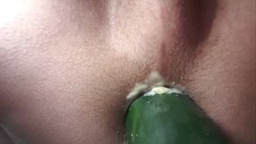 Sissy Bussy Destroyed Rides Massive Cucumber Cums Gushing Addicted