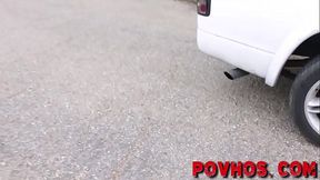 Amateur pov sucking ball sack and getting fucked