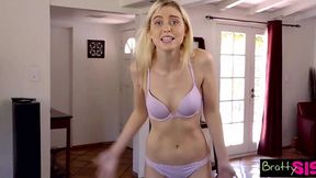 Pervert brother jerks off on stepsister's dirty underwear