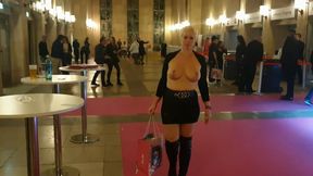 Through Berlin with bare tits