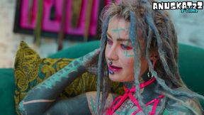 tattooed babe goes deep solo with anal toys in lingerie